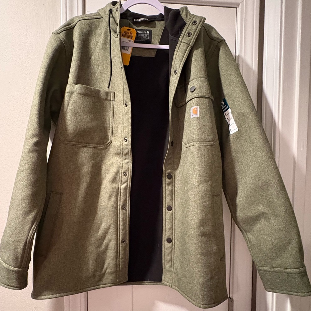 carhartt rain defender relaxed fit heavy weight hooded shirt jacket